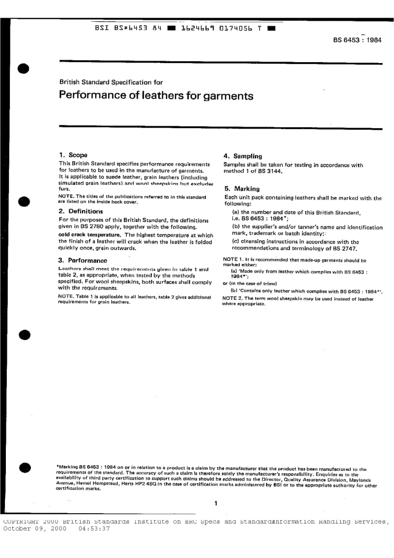 BS 6453-1984 服装用皮革性能规范.pdf_第3页