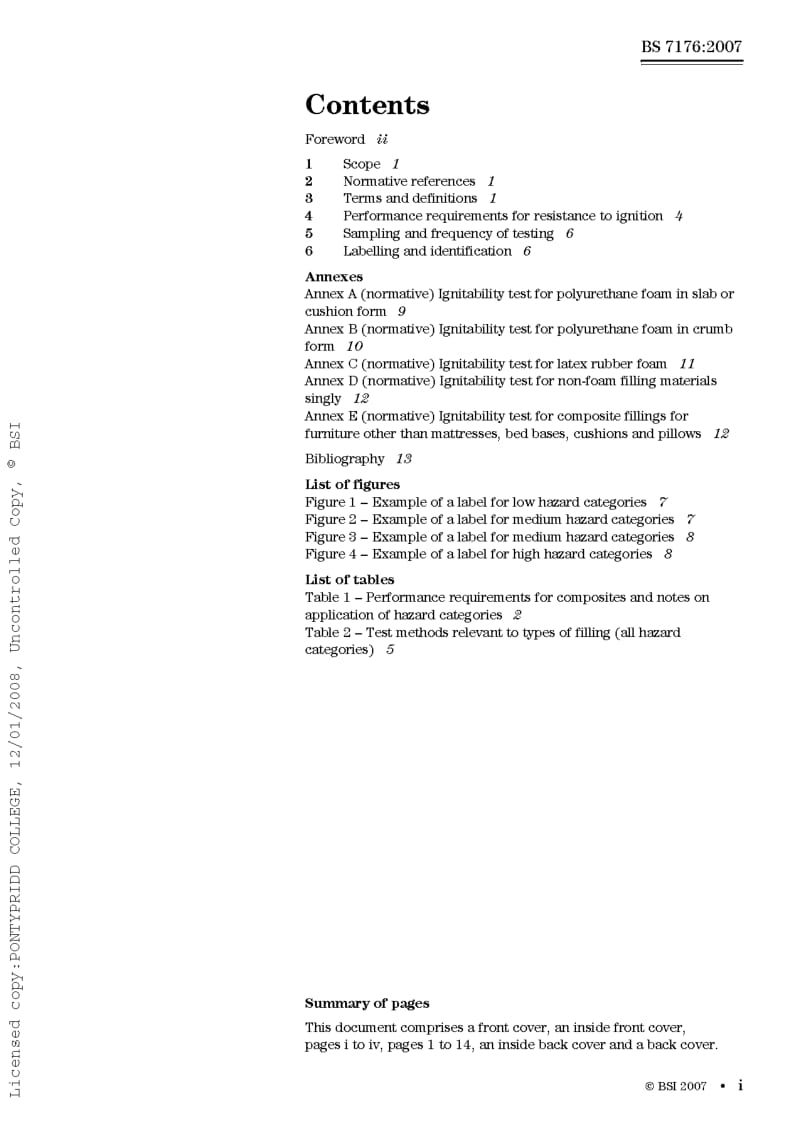 BS 7176-2007 Specification for resistance to ignition of upholstered furniture for non-domestic seating by testing composites.pdf_第3页