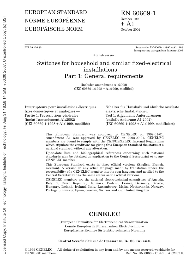 BS EN 60669-1-2000(+A1-2002+C1-2007) Switches for household and similar fixed-electrical installations — Part 1 General requirements1.pdf_第3页