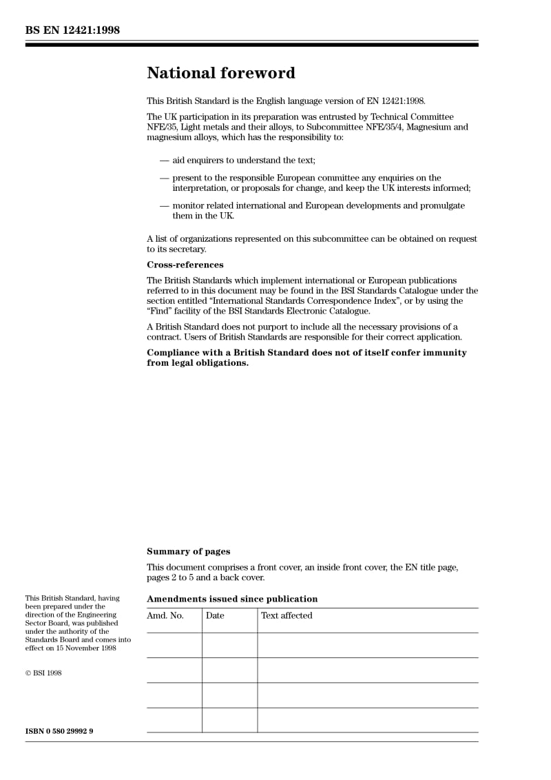 BS EN 12421-1998 镁及镁合金--纯镁.pdf_第2页