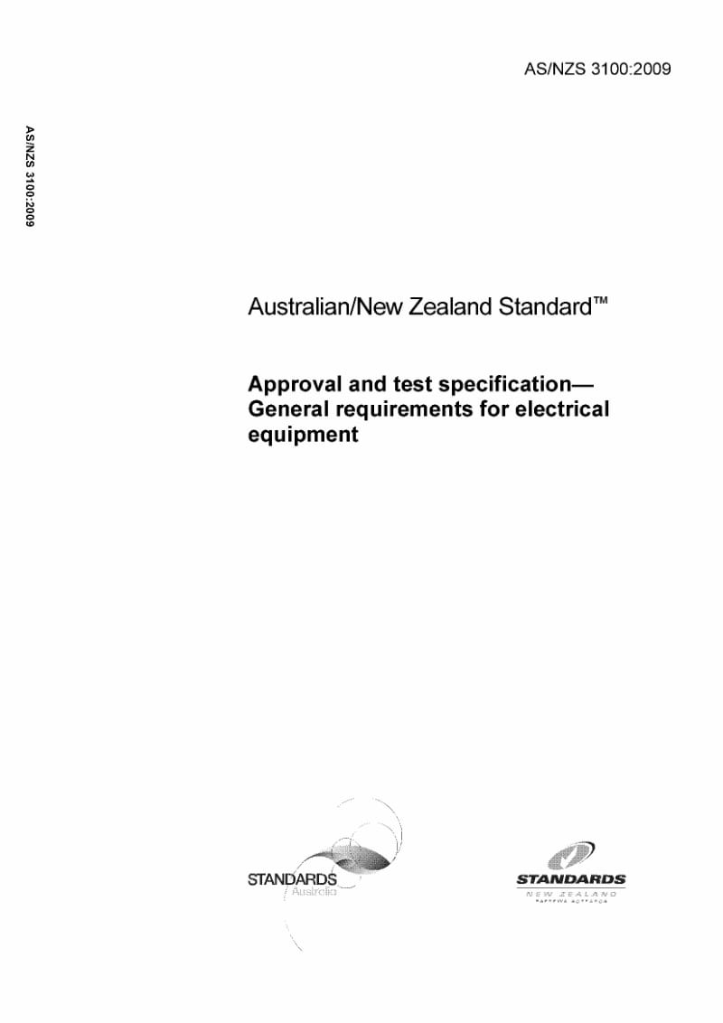 AS NZS 3100-2009 Approval and test specification—General requirements for electrical equipment.pdf_第1页