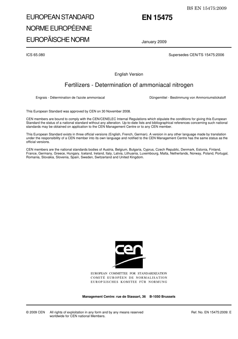 BS EN 15475-2009 Fertilizers Determination of ammoniacal nitrogen1.pdf_第3页