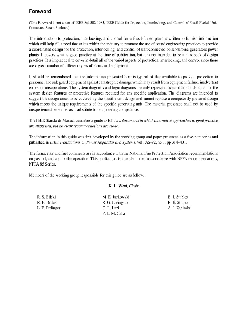 IEEE Std 502-1985 IEEE Guide for Protection, Interlocking, and Control of Fossil-Fueled Unit- Connected Steam Stations.pdf_第3页