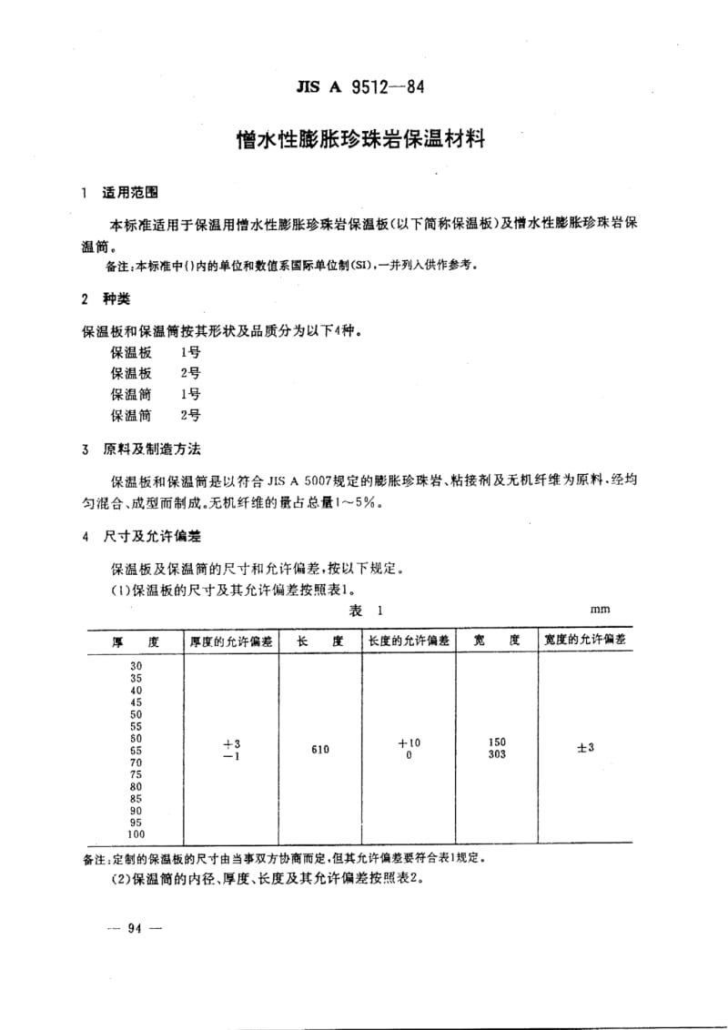 JIS A9512-1984 中文版 增水性膨胀珍珠岩保温材料1.pdf_第1页