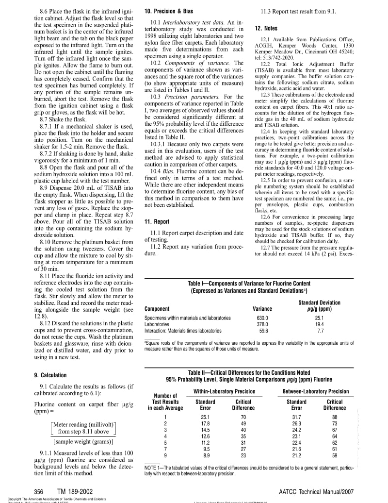 AATCC 189-2002 地毯纤维的含氟量1.pdf_第2页