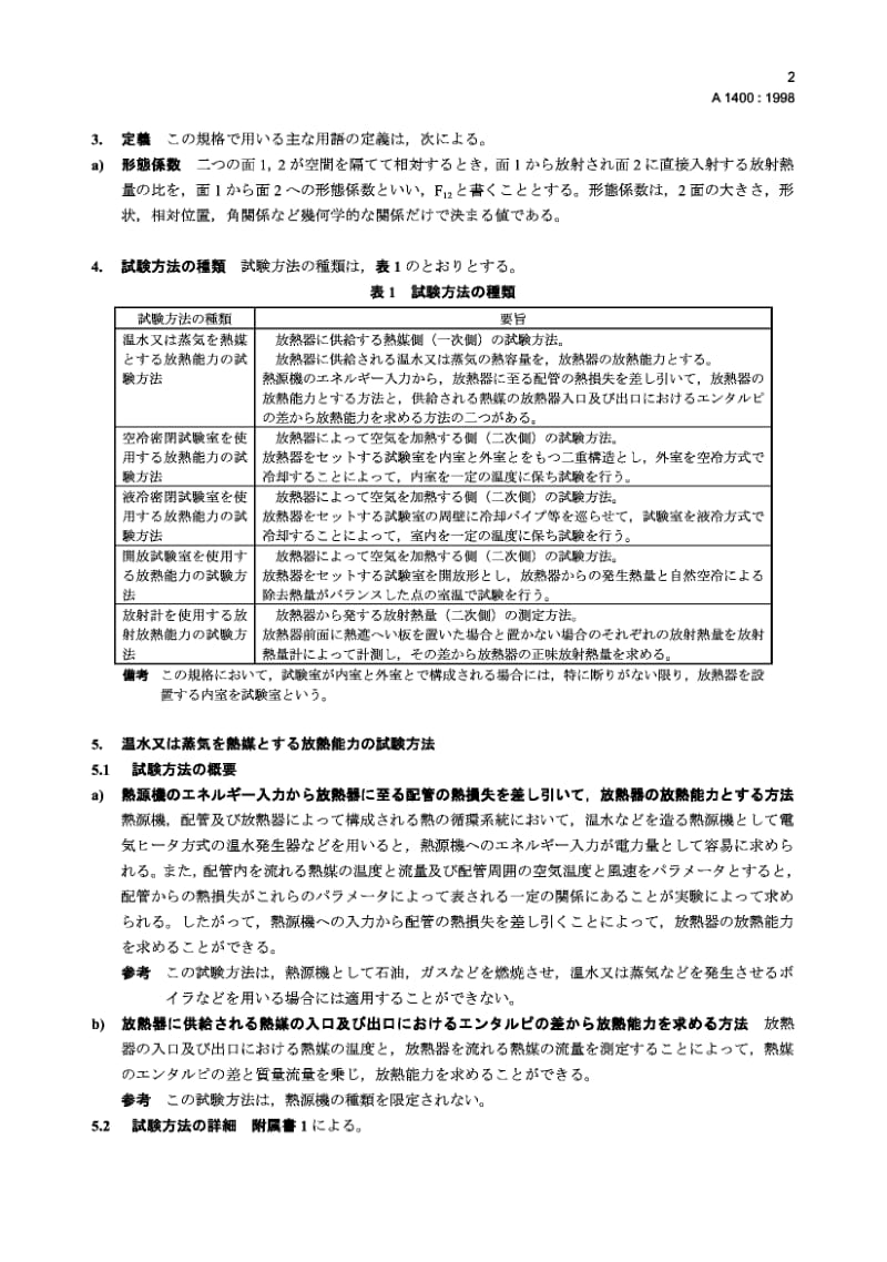 JIS A1400-1998 散热器、对流式供暖器和类似设备[1].性能试验方法.pdf.pdf_第3页