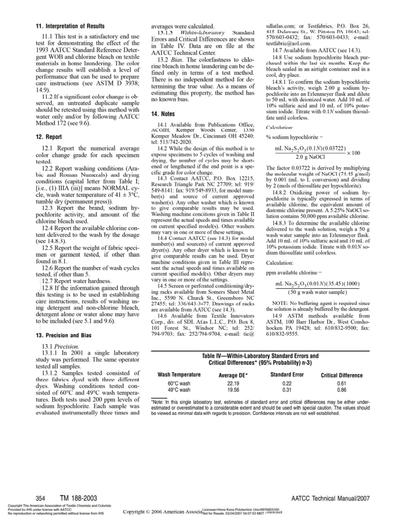 AATCC 188-2003 耐次氯酸钠家庭漂白洗涤色牢度.pdf_第3页