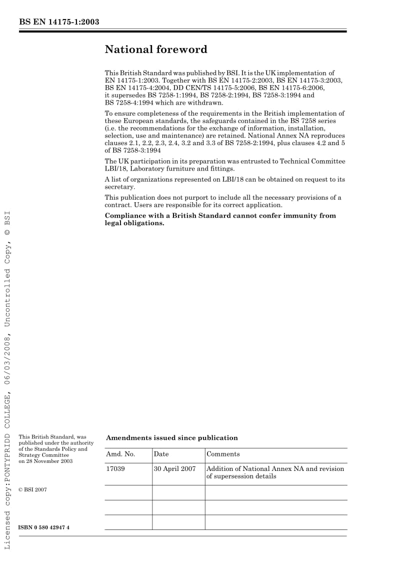 BS EN 14175-1-2003 Fume cupboards. Vocabulary1.pdf_第2页