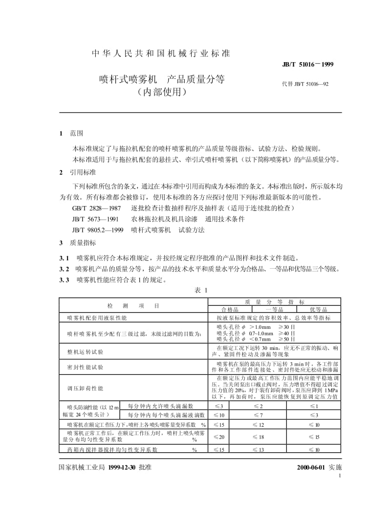 JB-T 51016-1999 喷杆式喷雾机 产品质量分等.pdf.pdf_第3页