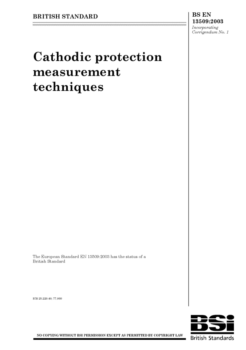 BS EN 13509-2003 Cathodic protection measurement techniques2.pdf_第1页