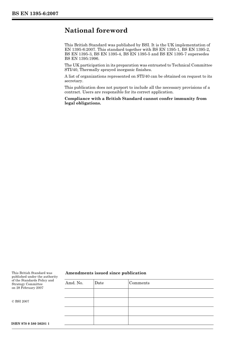 BS EN 1395-6-2007 Thermal spraying — Acceptance inspection of thermal spraying equipment —Part 6 Manipulator systems.pdf_第2页