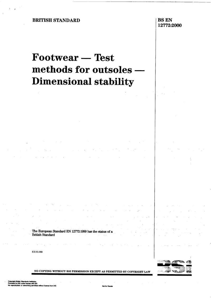 BS EN 12772-2000 Footwear - Test methods for outsoles - Dimensional stability.pdf_第1页