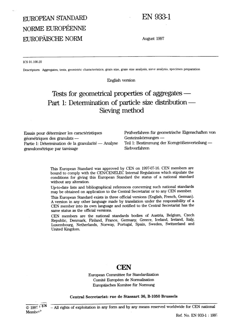 BS EN 933-1-1997 集料的几何特性试验.粒度分布测定.筛法1.pdf_第2页