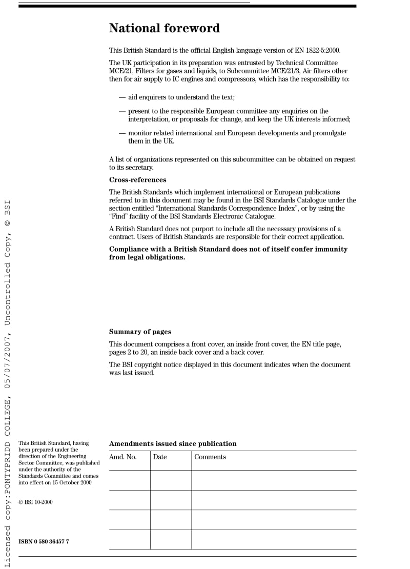 BS EN 1822-5-2000 High efficiency air filters (HEPA and ULPA). Determining the efficiency of filter element.pdf_第2页