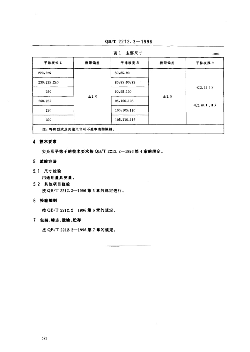 55718建筑工具（泥瓦类）尖头形平抹子 标准 QB T 2212.3-1996.pdf_第3页