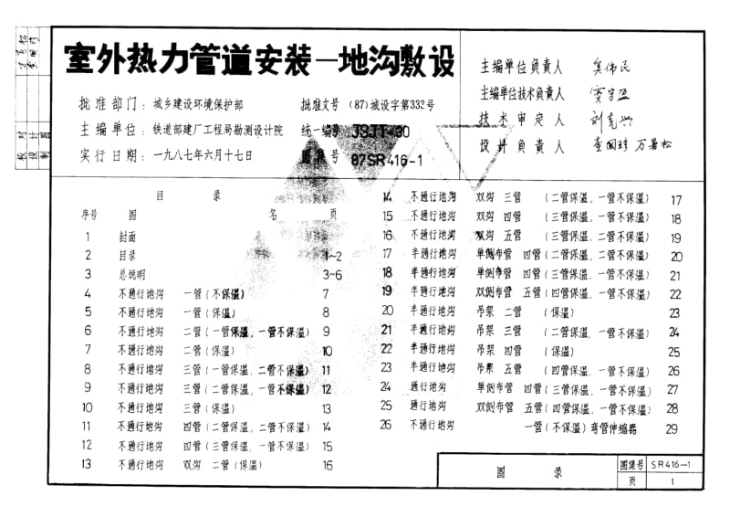 87SR416-1 室外热力管道安装-地沟敷设.pdf_第1页