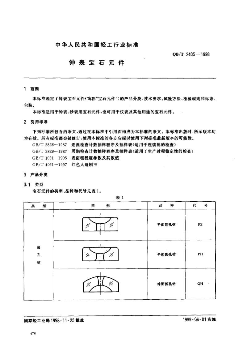 75210 钟表宝石元件 标准 QB T 2405-1998.pdf_第2页