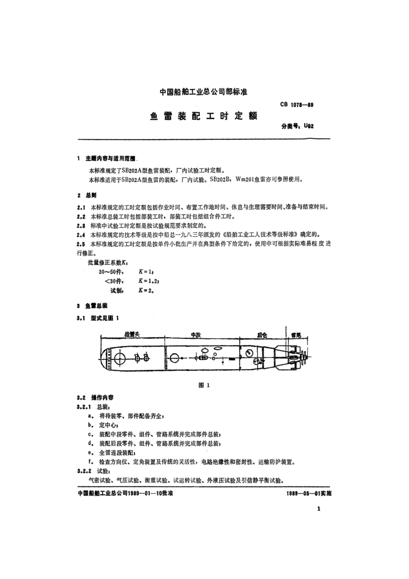 CB 1078-89 鱼雷装配工时定额.pdf.pdf_第2页
