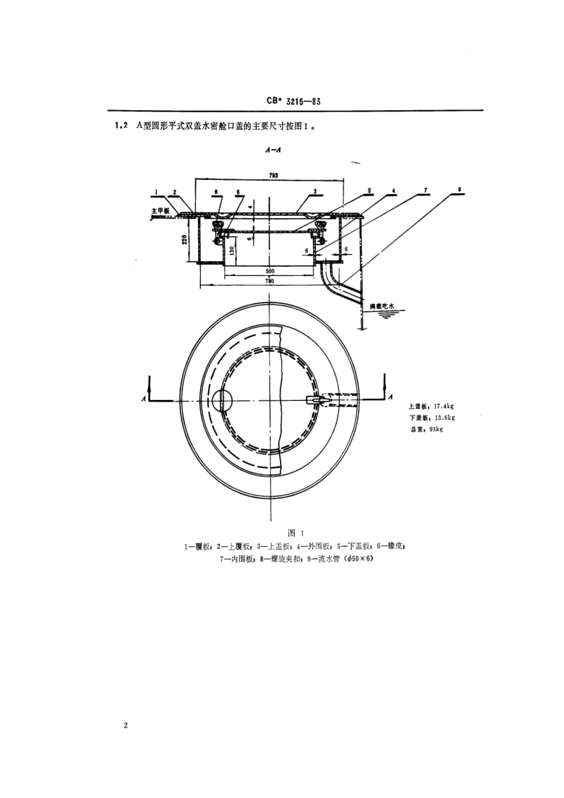 CB船舶标准-CB 3215-83 平式水密舱口盖.pdf_第3页