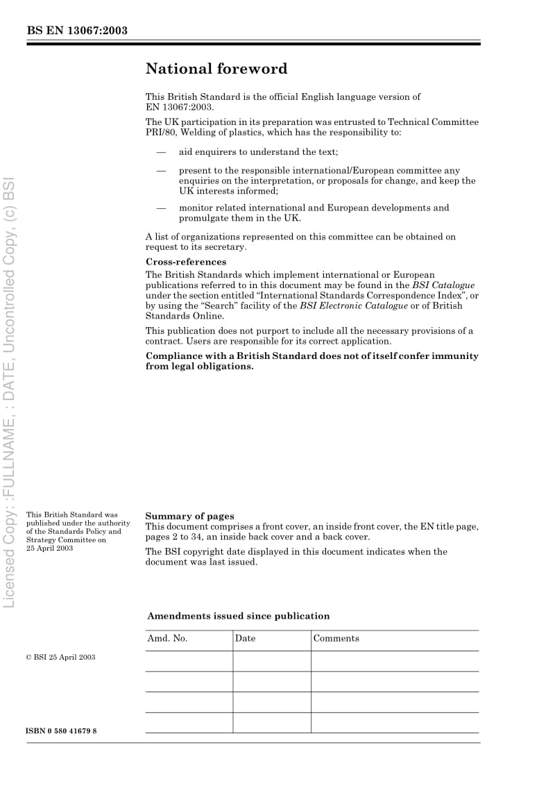 BS EN 13067-2003 Plastics welding personnel. Qualification testing of welders. Thermoplastics welded assemblies.pdf_第2页