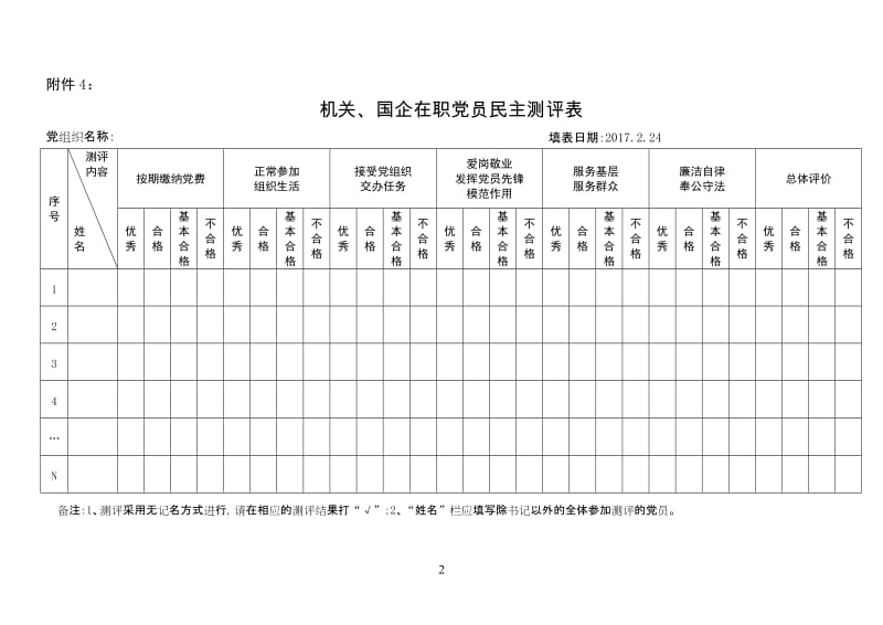 民主评议党员有关表格.doc_第2页