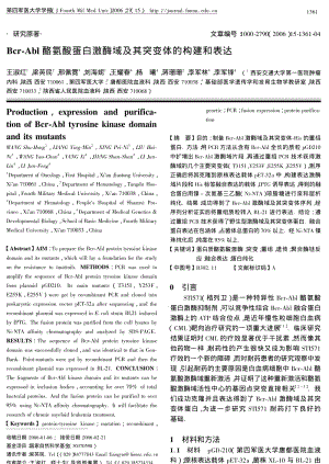 BCRABL酪氨酸蛋白激酶域及其突变体的构建和表达.pdf