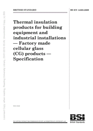 BS EN 14305-2009 房屋建筑设备和工业装置用热绝缘产品.工厂制多孔玻璃(CG)产品.规范.规范.pdf