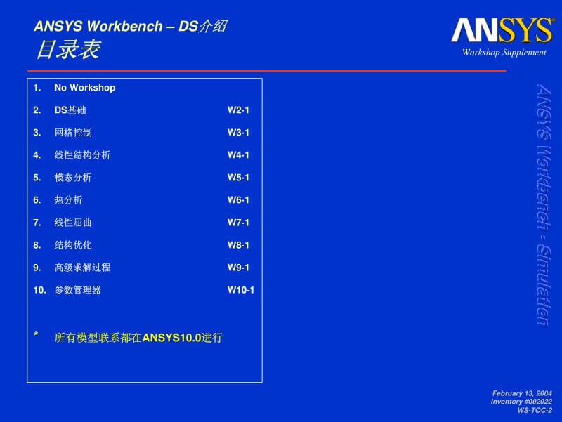 ANSYS Workbench 10 Training manual(中文练习手册)--DS WORKSHOP.pdf_第2页