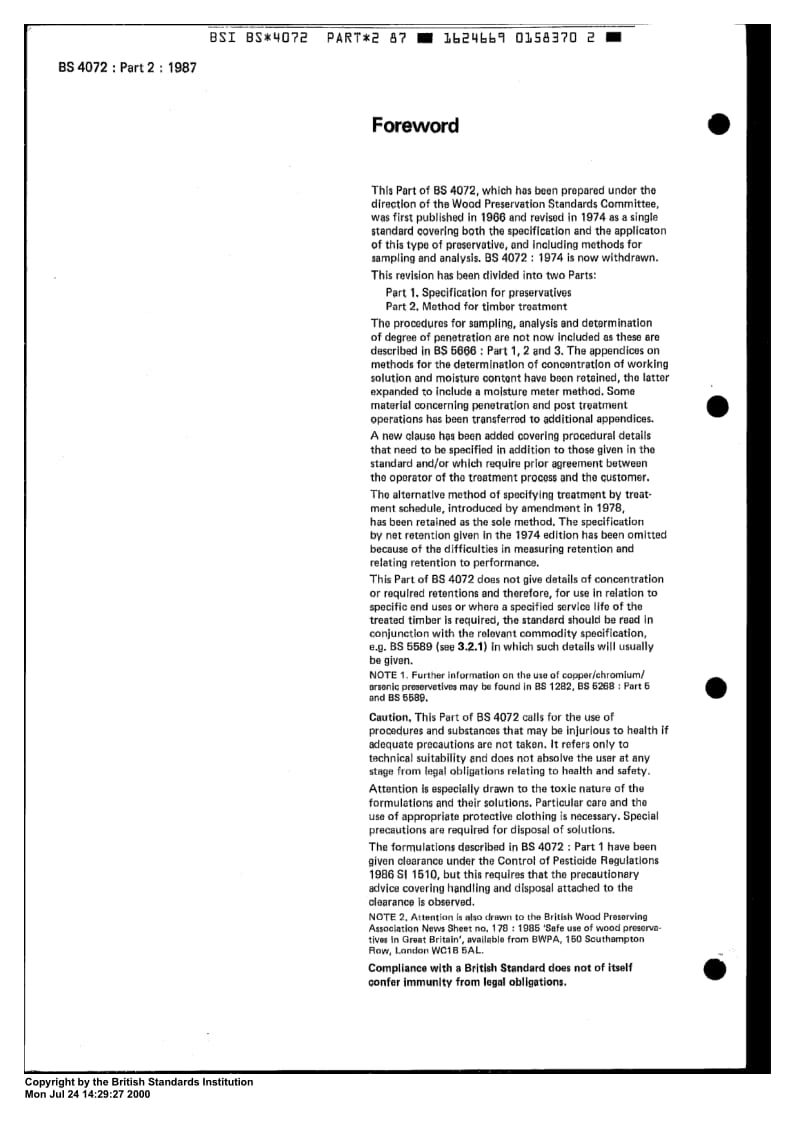 BS 4072-2-1987 Wood preservation by means of copperchromiumarsenic compositions. Method for timber treatment.pdf_第2页