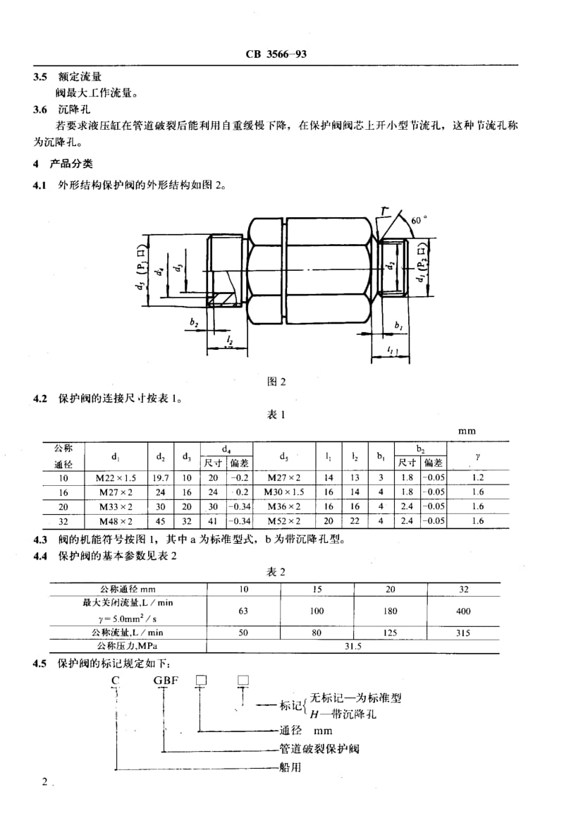 64792船用液压管道破裂保护阀 标准 CB 3566-1993.pdf_第3页