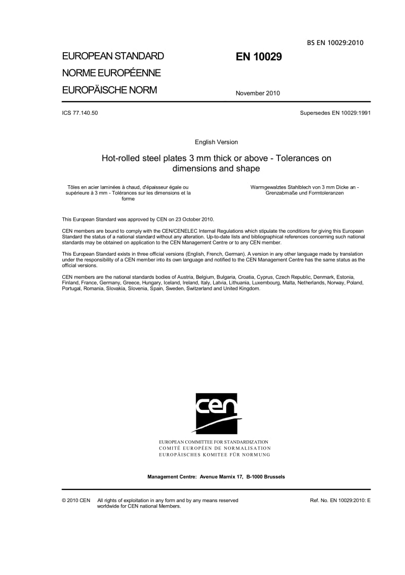 BS EN 10029-2010 Hot-rolled steel plates 3mm thick or above — Tolerances on dimensions and shape.pdf_第3页