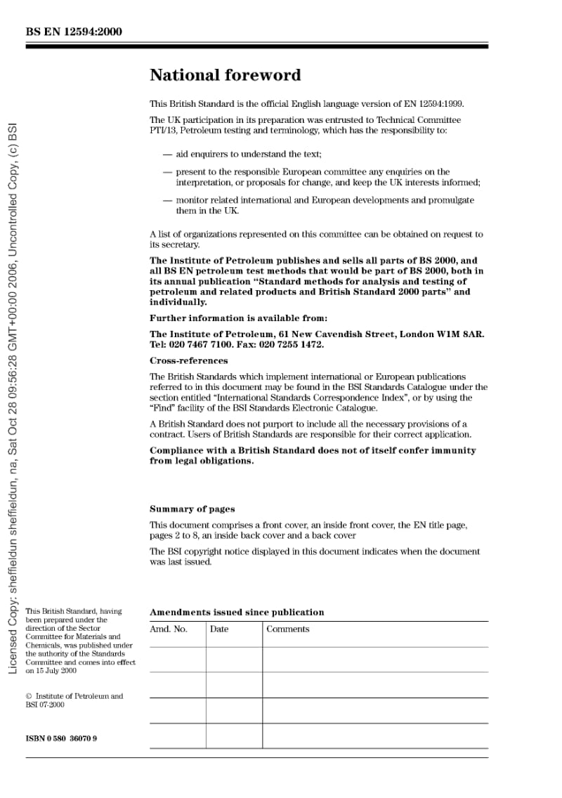 BS 2000-461-2000 Methods of test for petroleum and its products. Bitumen and bituminous binders. Preparation of test samples.pdf_第2页