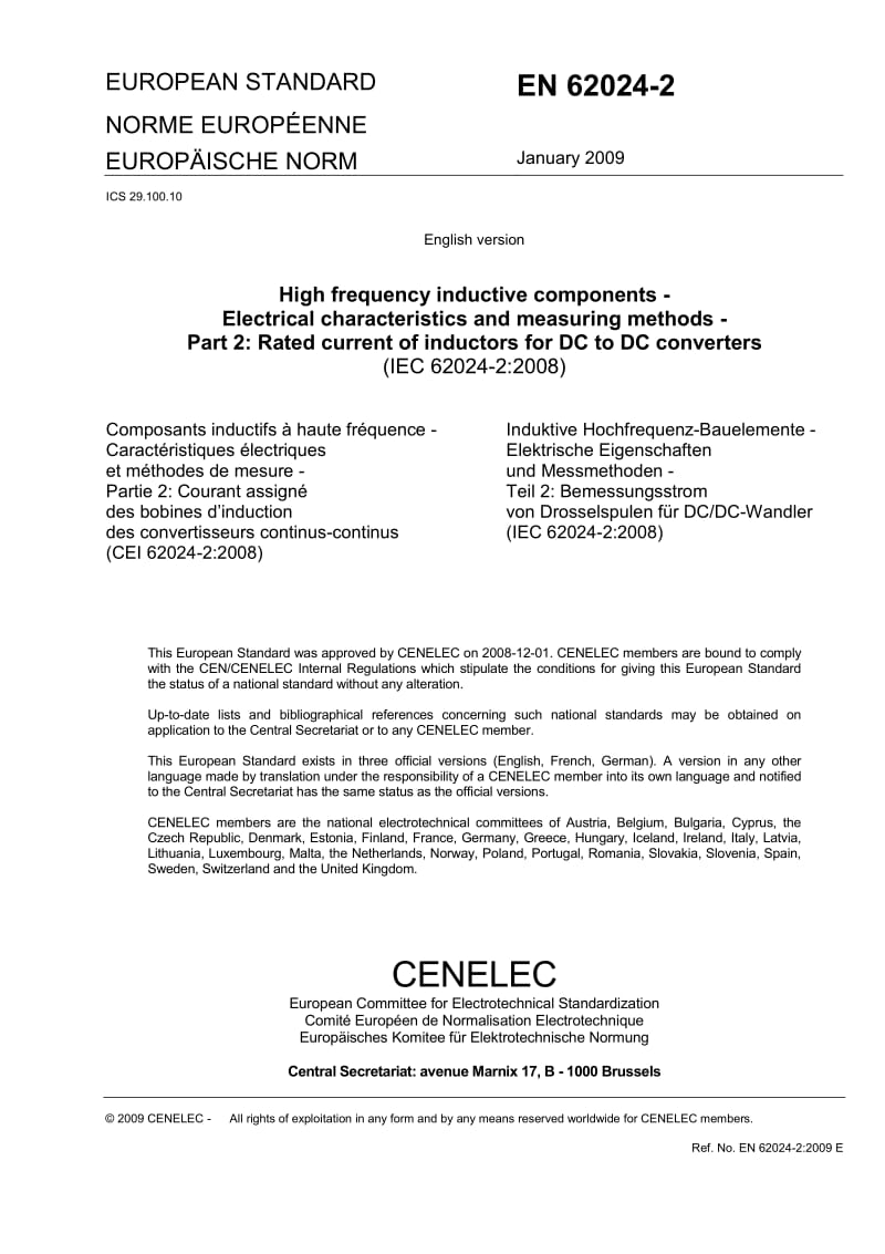 BS EN 62024-2-2009 High frequency inductive components — Electrical characteristics and measuring methods —Part 2 Rated current of inductors for DC to DC.pdf_第3页