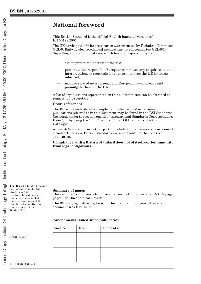 BS EN 50128-2001 铁路应用 通信、信号传输和处理系统 铁路控制和保护系统软件.pdf_第2页