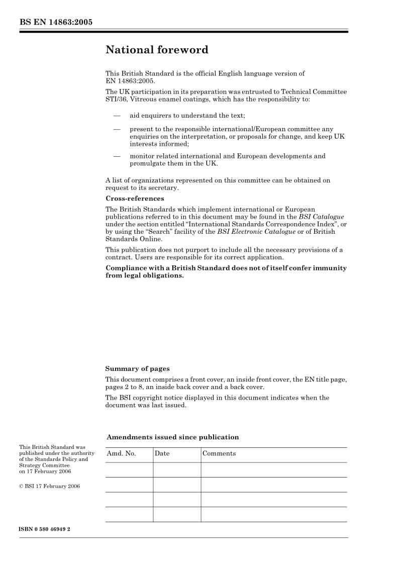 BS EN 14863-2005 Vitreous and porcelain enamels Determination of the edge covering on.pdf_第2页