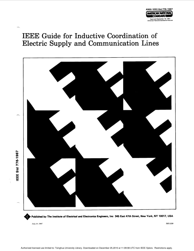 IEEE Std 776-1987 IEEE Guide for Inductive Coordination of Electric Supply and Communication Lines.pdf_第1页