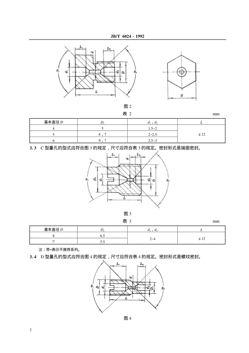 JB-T 6024-1992 小型汽油机化油器量孔 型式及结构尺寸.pdf.pdf_第3页