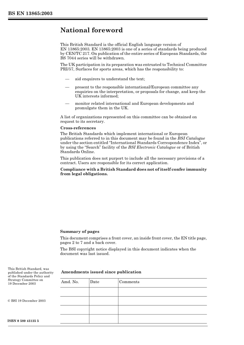 BS EN 13865-2003 Surfaces for sports areas. Determination of angled ball behaviour. Tennis.pdf_第2页