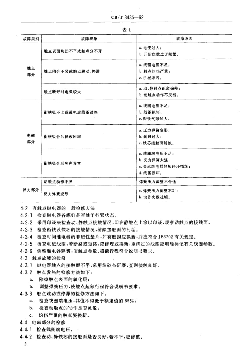 60262船用继电器修理要求 标准 CB T 3435-1992.pdf_第3页