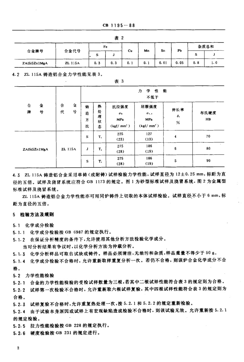 65059SB211壳体用ZL115A铸造铝合金技术条件 标准 CB 1195-1988.pdf_第3页