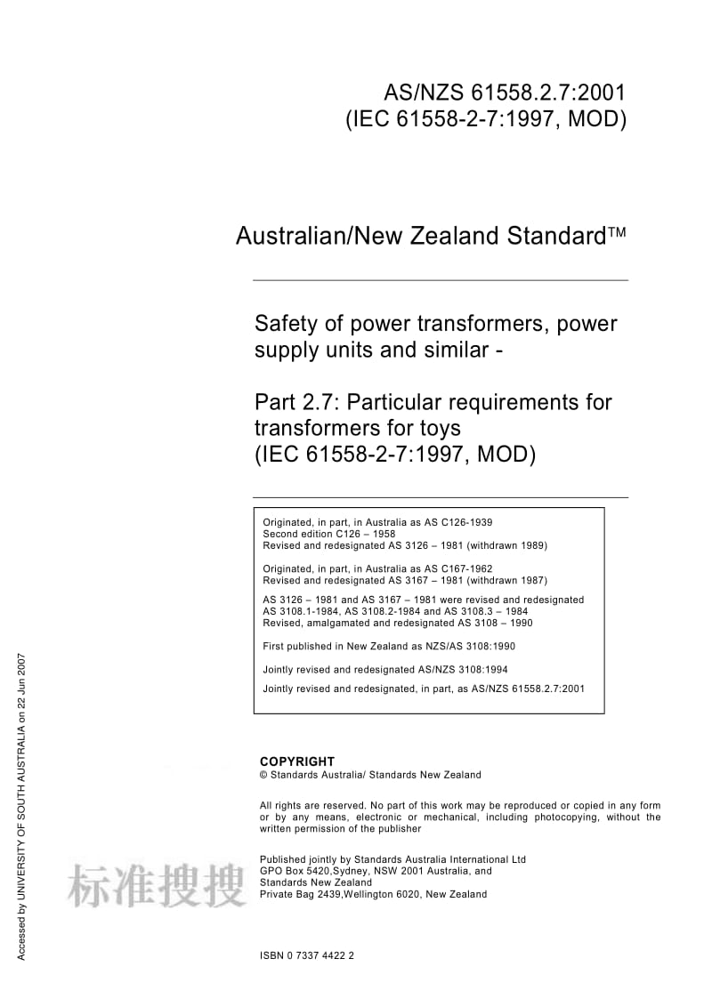 AS NZS 61558.2.7-2001 Safety of power transformers, power supply units and similar.pdf_第3页