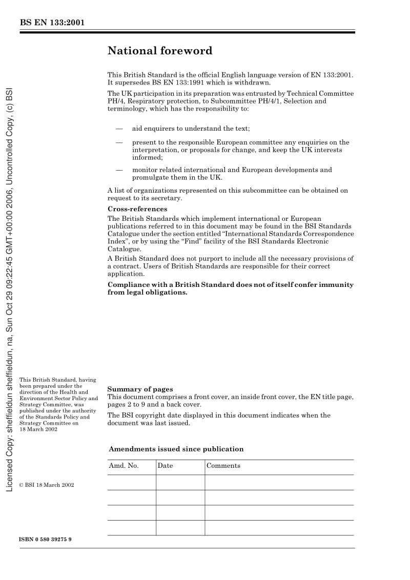 BS EN 133-2001 Respiratory protective devices. Classification1.pdf_第2页