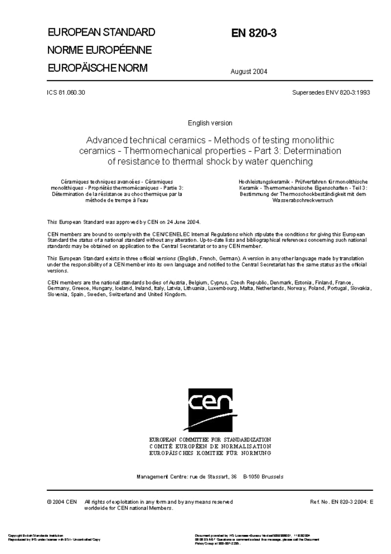 BS EN 820-3-1995 Advanced technical ceramics — Methods of testing monolithic ceramics — Thermomechanical properties.pdf_第3页