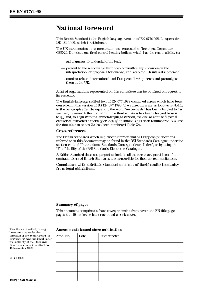 BS EN 677-1998 Gas-fired central heating boilers Specific requirements for condensing boilers with a nominal heat input not exceeding 70 kW.pdf_第2页