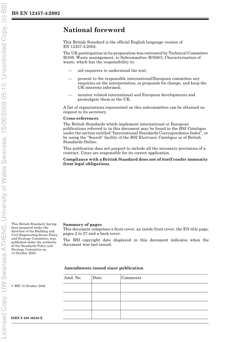 BS EN 12457-4-2002 Characterisation of waste — Leaching — Compliance test for leaching of granular waste materials and sludges — Part 4.pdf_第2页