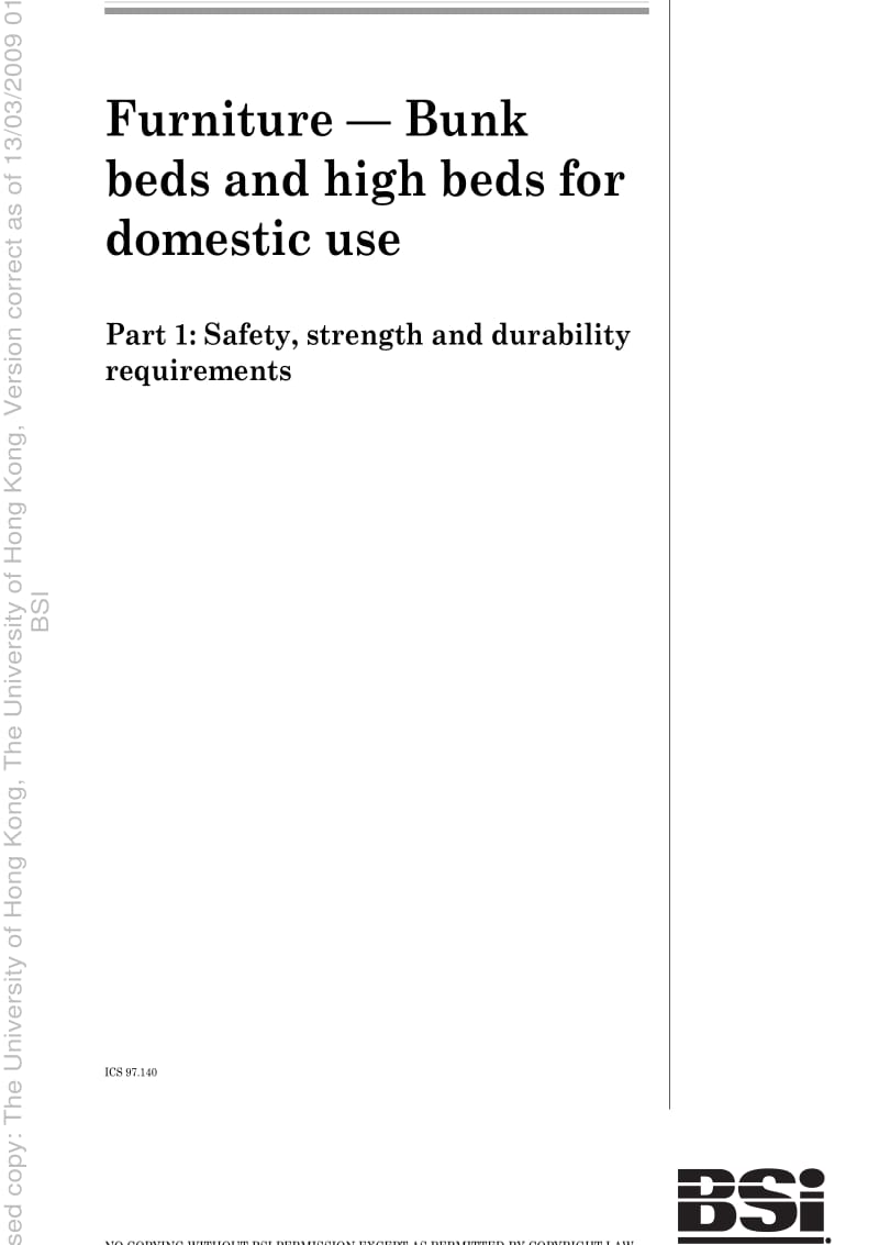 BS EN 747-1-2007 Furniture — Bunk beds and high beds for domestic use Part 1 Safety, strength and durability requirements1.pdf_第1页