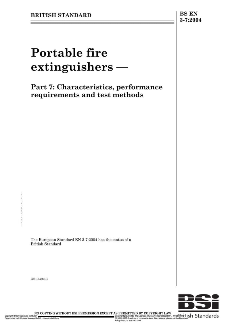 BS EN 3-7-2004 Portable fire extinguishers. Characteristics, performance requirements and test methods.pdf_第1页