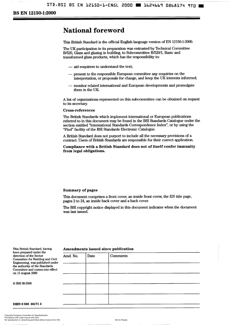 BS EN 12150-1-2000 Glass in building-Thermally toughened soda lime silicate safety glass-Part 1 Definition and description.pdf_第2页