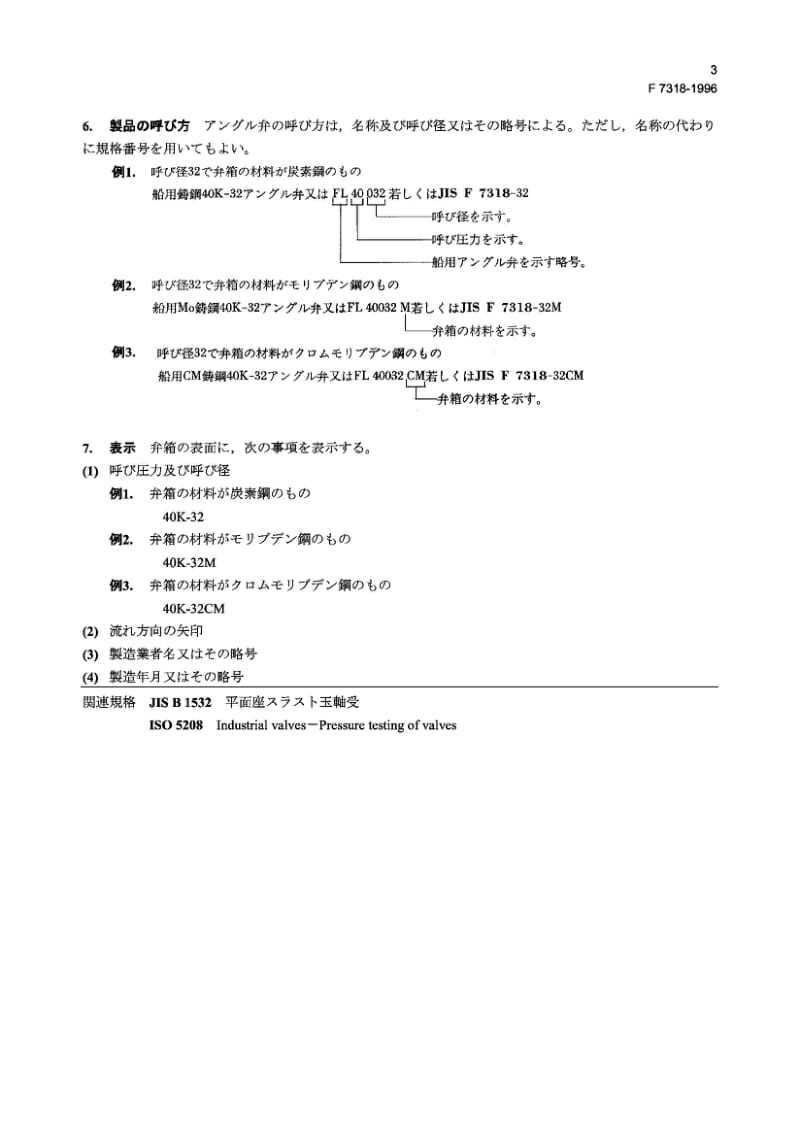 JIS F7318-1996 造船.铸钢40K角阀.pdf_第3页