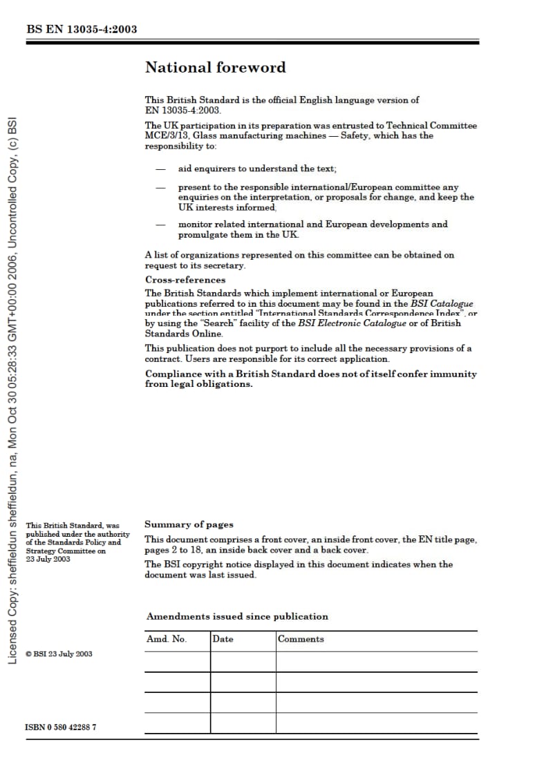 BS EN 13035-4-2003 Machines and plants for the manufacture, treatment an processing of flat glass — Safety requirements — Part 4 Tilting tables.pdf_第2页